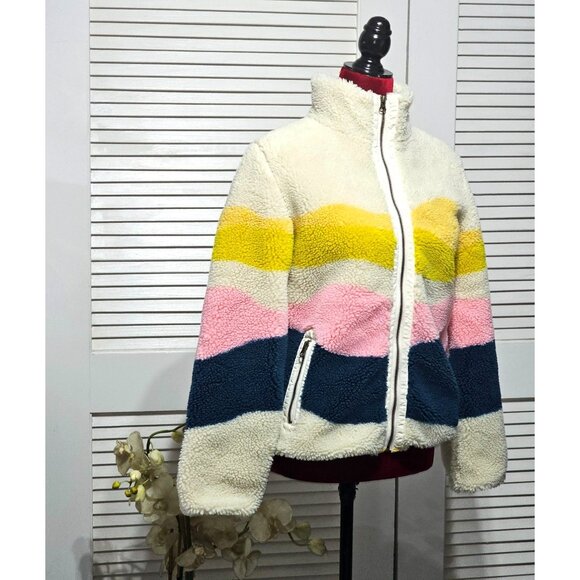 Faherty Jackets & Blazers - Faherty Women's Multicolor Sun and Wave Faux Sherpa Full Zip Size Xsmall 2980